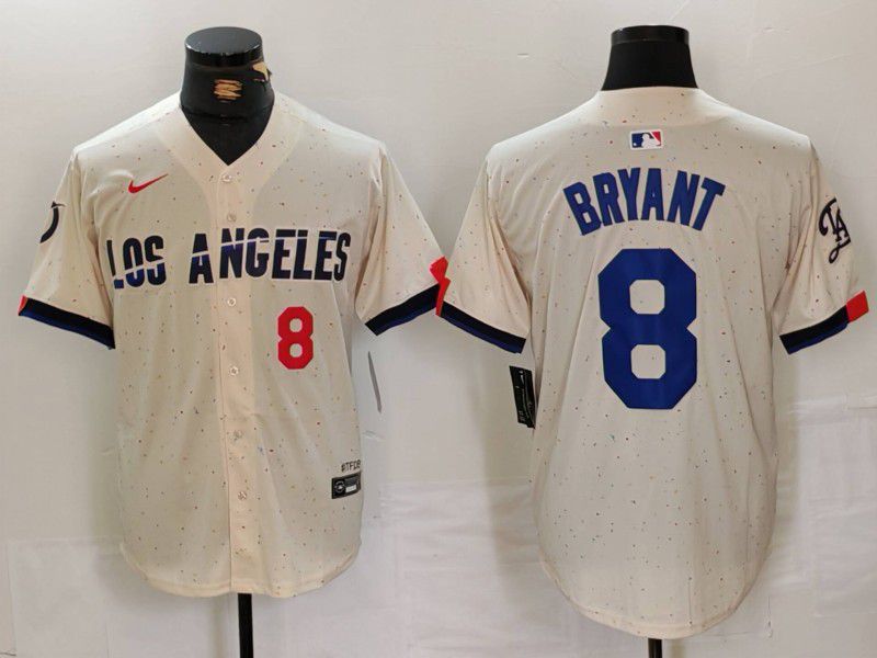 Men Los Angeles Dodgers #8 Bryant Cream Fashion Nike Game MLB Jersey style 3